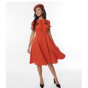 Unique Vintage orange Ava Dress NWT Timeless London
